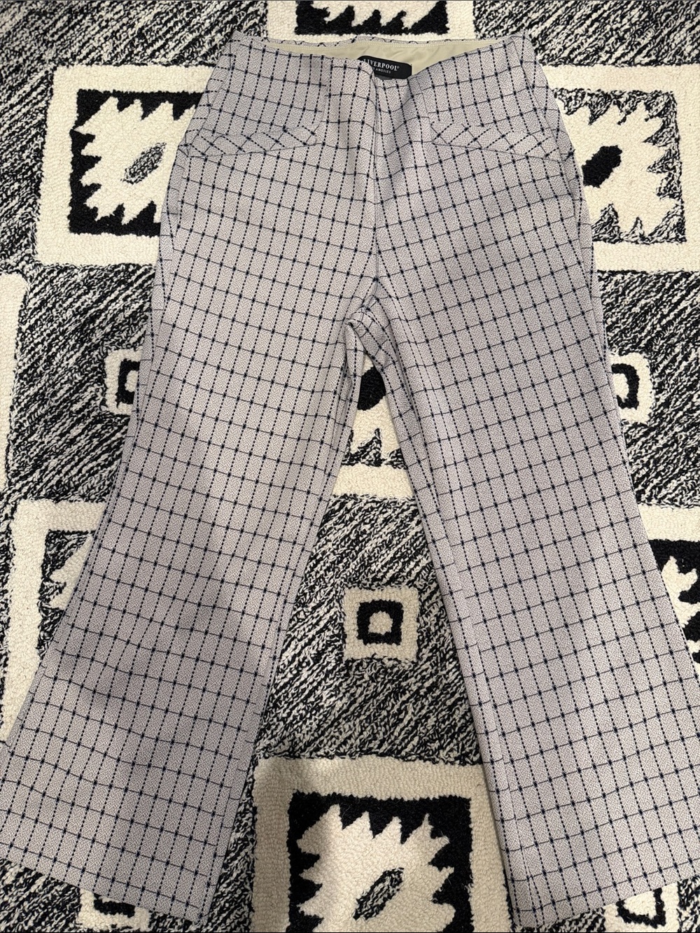 Liverpool Gray Check and navy Windowpane Trousers size 10 Stella kick flare